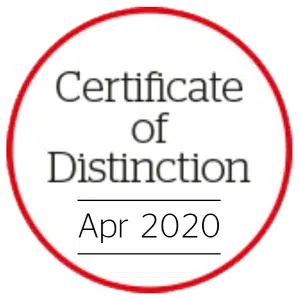 Which? Trusted Trader of the Month Certificate of Distinction April 2020